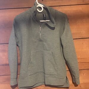 Kirkland Signature Sage Green Ribbed Zip-Up Sweater- Size S